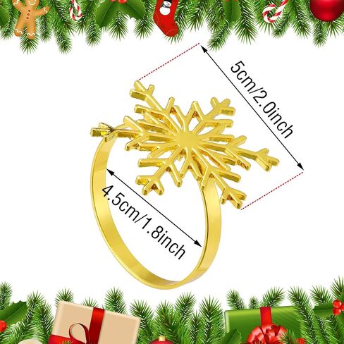 Boao 6 Pieces Snowflake Napkin Rings Christmas Snowflake Napkin Holder Rings for Christmas Holiday Table Decoration Supplies (Gold) in Saudi Arabia
