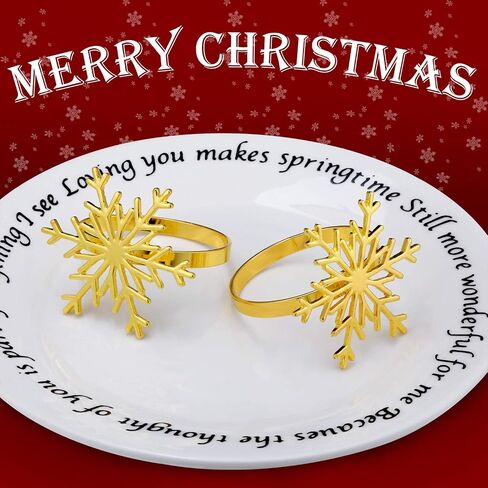 Boao 6 Pieces Snowflake Napkin Rings Christmas Snowflake Napkin Holder Rings for Christmas Holiday Table Decoration Supplies (Gold) in Saudi Arabia
