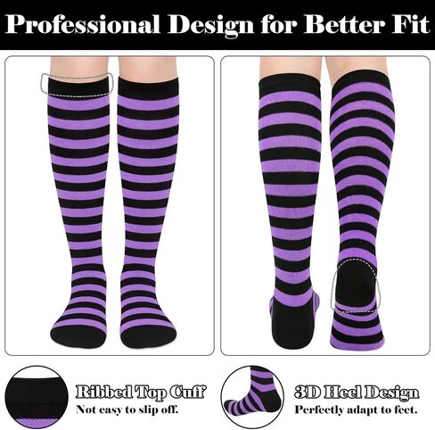 Olreco Knee High Socks for Women Knee Socks for Women Long Socks Tube Socks Tall Socks Striped Socks Halloween Socks Cotton in Saudi Arabia