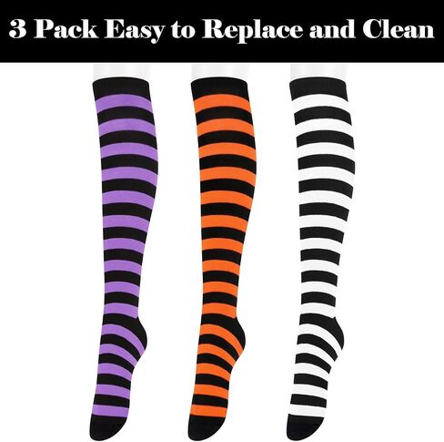 Olreco Knee High Socks for Women Knee Socks for Women Long Socks Tube Socks Tall Socks Striped Socks Halloween Socks Cotton in Saudi Arabia