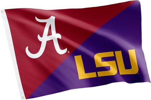 Desert Cactus Alabama x LSU Rivals Flag The University of Alabama Crimson Tide Bama UA Tigers Geaux Louisiana State University Banners 100% Polyester Indoor Outdoor 3x5 feet Flags (Split Rival Flag) in Saudi Arabia