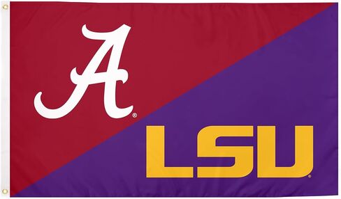 Desert Cactus Alabama x LSU Rivals Flag The University of Alabama Crimson Tide Bama UA Tigers Geaux Louisiana State University Banners 100% Polyester Indoor Outdoor 3x5 feet Flags (Split Rival Flag) in Saudi Arabia