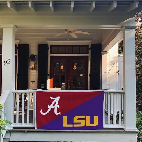 Desert Cactus Alabama x LSU Rivals Flag The University of Alabama Crimson Tide Bama UA Tigers Geaux Louisiana State University Banners 100% Polyester Indoor Outdoor 3x5 feet Flags (Split Rival Flag) in Saudi Arabia