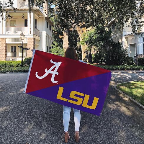 Desert Cactus Alabama x LSU Rivals Flag The University of Alabama Crimson Tide Bama UA Tigers Geaux Louisiana State University Banners 100% Polyester Indoor Outdoor 3x5 feet Flags (Split Rival Flag) in Saudi Arabia