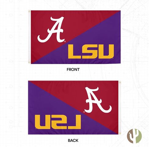 Desert Cactus Alabama x LSU Rivals Flag The University of Alabama Crimson Tide Bama UA Tigers Geaux Louisiana State University Banners 100% Polyester Indoor Outdoor 3x5 feet Flags (Split Rival Flag) in Saudi Arabia