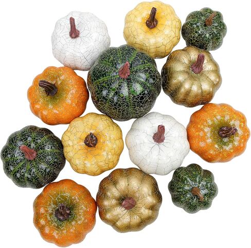 30 Pcs Artificial Pumpkins Set Fall Decorations with Maple Leaves Pine Cones Acorns Berries Assorted Fake Pumpkin for Thanksgiving Halloween Autumn Harvest Home Table Decor in Saudi Arabia