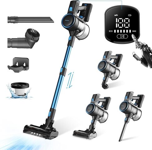 Cordless Vacuum Cleaner with Dust Cup, LED Headlights, Removable Stick Vac, Crevice Tool, Cordless Vacuum for Household Pet Hair, Carpet and Hard Floors, 45min Runtime, C1 in Saudi Arabia