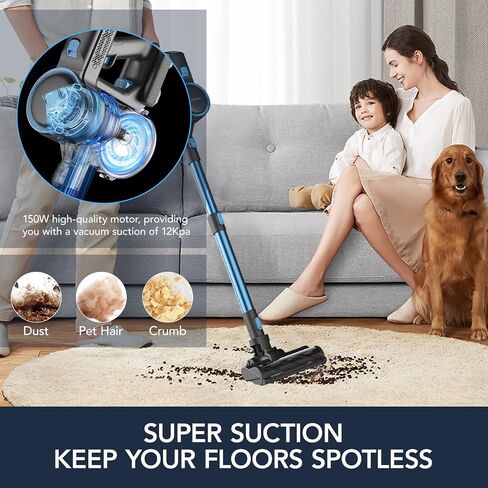 Cordless Vacuum Cleaner with Dust Cup, LED Headlights, Removable Stick Vac, Crevice Tool, Cordless Vacuum for Household Pet Hair, Carpet and Hard Floors, 45min Runtime, C1 in Saudi Arabia