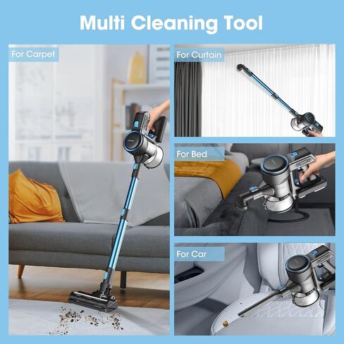 Cordless Vacuum Cleaner with Dust Cup, LED Headlights, Removable Stick Vac, Crevice Tool, Cordless Vacuum for Household Pet Hair, Carpet and Hard Floors, 45min Runtime, C1 in Saudi Arabia