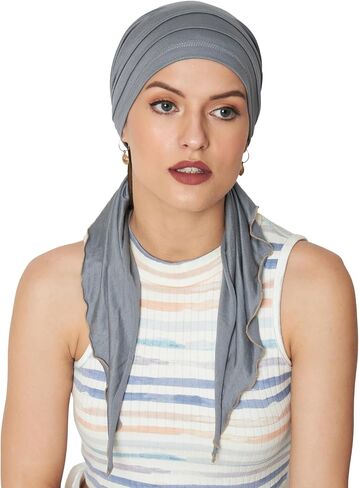 Chemo Headwear Pre Tied Ruffle Cap for Cancer Hair Loss Women Soft Bamboo in Saudi Arabia