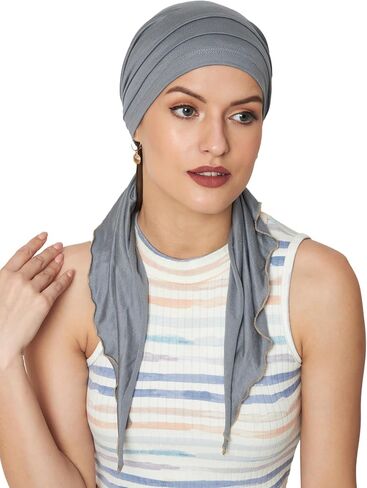 Chemo Headwear Pre Tied Ruffle Cap for Cancer Hair Loss Women Soft Bamboo in Saudi Arabia
