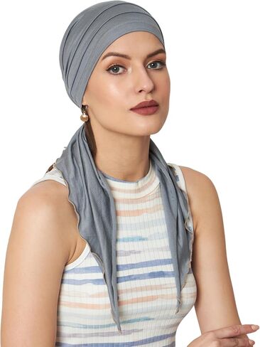 Chemo Headwear Pre Tied Ruffle Cap for Cancer Hair Loss Women Soft Bamboo in Saudi Arabia