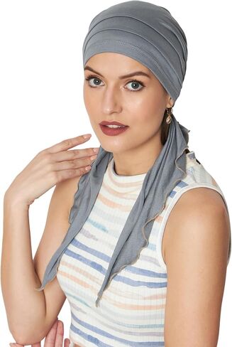 Chemo Headwear Pre Tied Ruffle Cap for Cancer Hair Loss Women Soft Bamboo in Saudi Arabia
