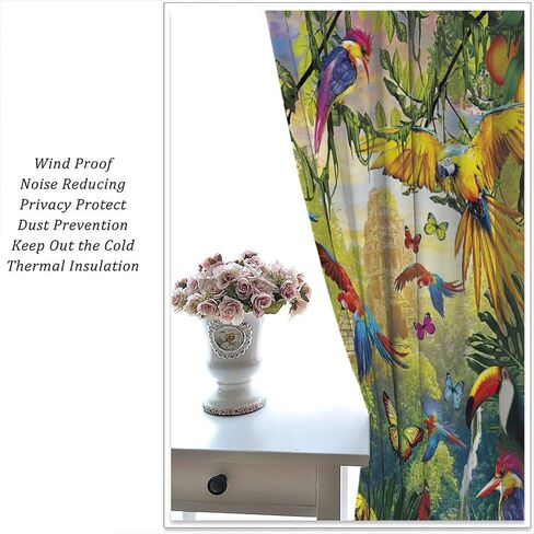 Cartoon Animal Curtains Green Bamboo Forest Jungle Safari Animal Blackout Curtains for Kids Bedroom Window Treatments Thermal Insulated Drapes, 42x45 inch in Saudi Arabia