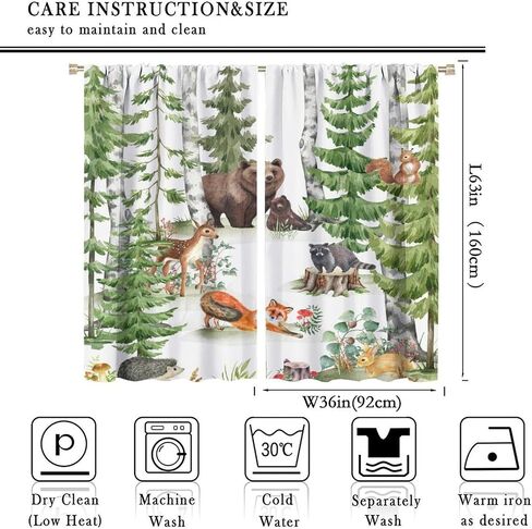 Cartoon Animal Curtains Green Bamboo Forest Jungle Safari Animal Blackout Curtains for Kids Bedroom Window Treatments Thermal Insulated Drapes, 42x45 inch in Saudi Arabia