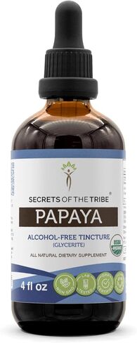 Secrets of the Tribe Papaya USDA Organic | Alcohol-Free Extract, High-Potency Herbal Drops | Made from 100% Certified Organic Papaya (Carica papaya) Dried Leaf (2 oz) in Saudi Arabia