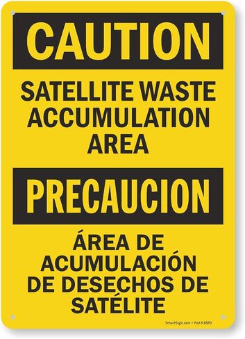 Smartsign S-9908-B-PL-14 "Caution: Satellite Waste Accumulation Area" Plastic Sign, Bilingual, 14" x 10", Black on Yellow in Saudi Arabia