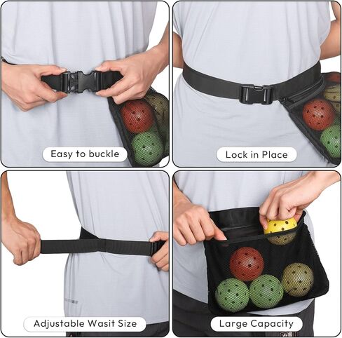 A11N Pickleball Holder - Adjustable Waist Pickleball Holder for Men Women, Fanny Pack for Tennis/Running/Cycling/golfing, Black in Kuwait