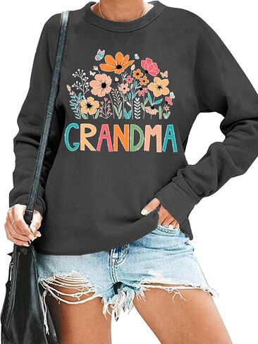 Grandma Sweatshirt for Women Floral Grandma Sweatshirt Gift for Grandma Wildflower Graphic Pullover Tops in Saudi Arabia