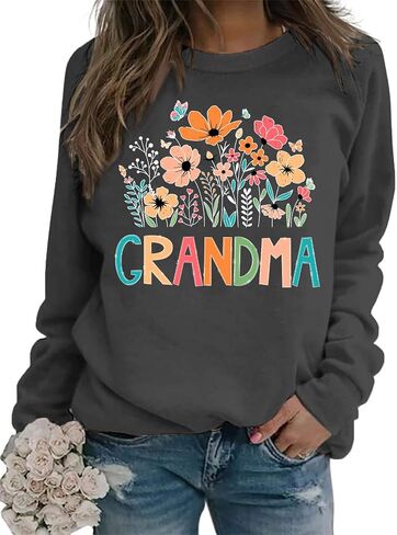 Grandma Sweatshirt for Women Floral Grandma Sweatshirt Gift for Grandma Wildflower Graphic Pullover Tops in Saudi Arabia