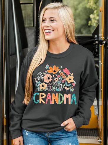 Grandma Sweatshirt for Women Floral Grandma Sweatshirt Gift for Grandma Wildflower Graphic Pullover Tops in Saudi Arabia