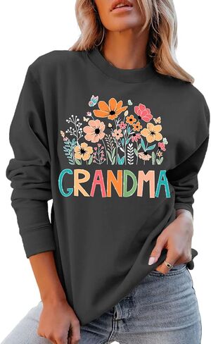 Grandma Sweatshirt for Women Floral Grandma Sweatshirt Gift for Grandma Wildflower Graphic Pullover Tops in Saudi Arabia