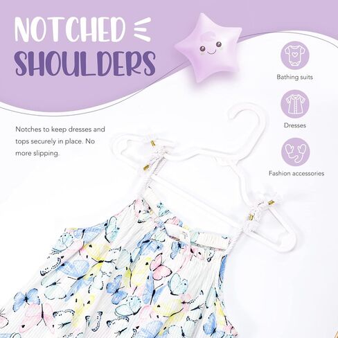 HOUSE DAY Plastic Baby Hangers for Closet 60 Pack, Durable Plastic Kids Hangers for Baby Clothes, Thin & Compact Childrens Hangers, Space Saving White Baby Hangers, Small Hangers for Kids Clothes in Kuwait