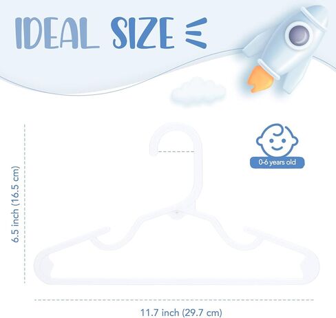 HOUSE DAY Plastic Baby Hangers for Closet 60 Pack, Durable Plastic Kids Hangers for Baby Clothes, Thin & Compact Childrens Hangers, Space Saving White Baby Hangers, Small Hangers for Kids Clothes in Kuwait