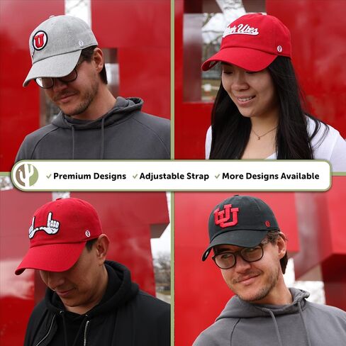 Desert Cactus University of Utah Baseball Hat UT Utes Brimmed Embroirderd Hats Cap Adjustable Cloth Strap Adult (Style I) Red in Saudi Arabia