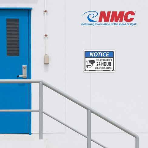 إشعار NMC NGA36AB - علامة مراقبة فيديو لهذه المنطقة لمدة أقل من 24 ساعة - 10 بوصة × 14 بوصة. إشعار أمان من الألومنيوم مع رسم ونص وفتحات بريدية in Saudi Arabia