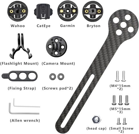 حامل مدمج للمقود للدراجة الأمامية، حامل عداد السرعة للدراجة متوافق مع Garmin/Cateye/Wahoo وBryton حامل ساعة إيقاف الدراجة من ألياف الكربون in Kuwait