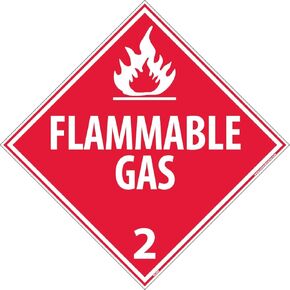 NMC DL46R DOT Placard, "FLAMMABLE GAS 2", 10-3/4" Width x 10-3/4" Height, Rigid Plastic, White on Red