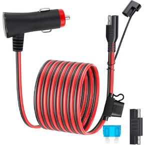 10FT SAE إلى ولاعة السجائر التوصيل مع التبديل والصمام، 16AWG 12V ولاعة السجائر SAE كابل تمديد البطارية الإفراج السريع محول تمديد كابل Chare مع محول قطبية عكس SAE