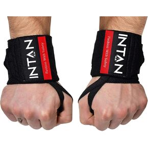 INTAN Wrist Wraps and Joint Support for Weightlifting, Powerlifting, and Fitness - Pair of ProFitness Wristband Straps 12"/18" with 3" Width