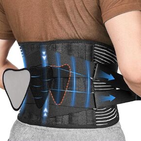 Back Braces for Lower Back Pain Relief with 7 Stays, Breathable Back Support Belt for Men/Women for work, Anti-skid lumbar support belt with 16-hole Mesh for sciatica(L)