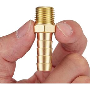 Litorange 4 PCS Solid Brass Pipe Fitting and Air Hose End Fitings 5/8" Barb x 1/4" NPT Male Thread Pipe Adapter