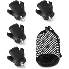 Linkidea 4 Pack Golf Ball Retriever for Putter, Golf Ball Pick Up Grabber Claw, Putter Grip Attachment Sucker Tool with Golf Ball Mesh Storage Bag (Black)