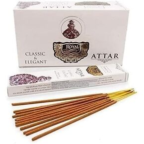 Nandita Royal Attar Incense Sticks 15gm Pack - Choose Ur Pack Size,100% Organic Hand Rolled- Perfect for Church, Aromatherapy, Relaxation Meditation (6)