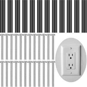 24 Pieces Electrical Backsplash Outlet Extender Kit Include 12 Pieces Switch and Receptacle Screw Round Straight Tube and 12 Pieces Long Electrical Outlet Screws for Fix Wonky and Sunken Outlets