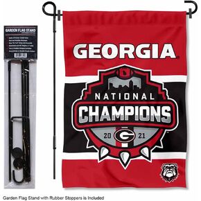 College Flags & Banners Co. Georgia Bulldogs Football National Champions Garden Flag with Pole Stand Holder