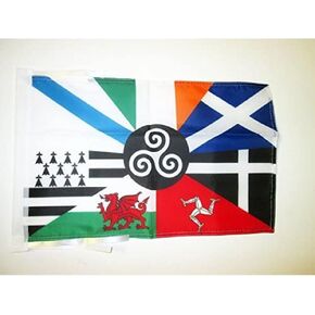 Multi Celtic Flag 18'' x 12'' cords - Celtic countries SMALL flags 30 x 45cm - Banner 18x12 in - AZ FLAG