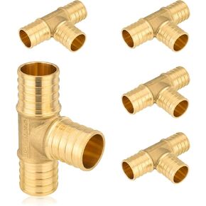 (20-Pack) PEX Fittings, 3/4" x 3/4" x 1/2" Pex Reducing Tee, Brass Crimp Fittings, for PEX Tubing Pipe Plumbing, ASTM F1807