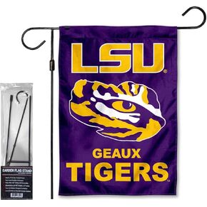College Flags & Banners Co. Louisiana State LSU Tigers Geaux Garden Banner Flag with Stand Pole Holder