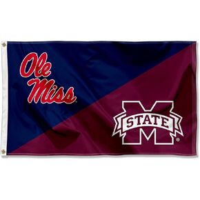 Ole Miss vs Mississippi State House Divided 3x5 Flag Rivalry Banner Flag