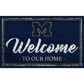 Michigan Wolverines 12" x 6" Team Color Welcome to Our Home Wood Sign
