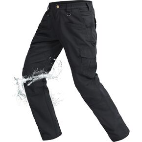 Rapoo Cargo Pants for Men Work Tactical Hiking Military Army Casual Pants for Men with Pockets Water Resistant Mens Ripstop Construction Carpenter Outdoor Pants Outdoor Black 32Wx34L