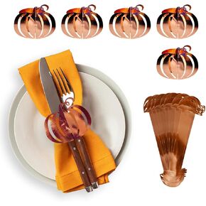 Pumpkin Fall Napkin Ring Halloween and Thanksgiving Glitter Napkin Ring Holders for Christmas Decoration 20 pcs