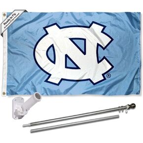 College Flags & Banners Co. North Carolina Tar Heels Flag with Pole and Bracket Complete Set