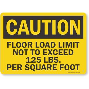 SmartSign "Caution - Floor Load Limit 125 Lbs./Square Foot" Sign | 10" x 14" Plastic