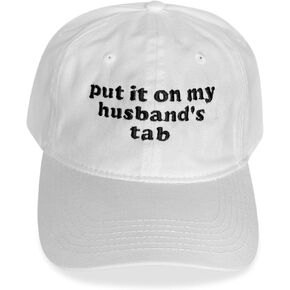 Put It On My Husbands Tab White Baseball Cap with Military Green Embroidery for Couples That Love to Joke | Married Humor Hat, Put It On His Tab, Stay at Home Mom Humor, Summer Accessories